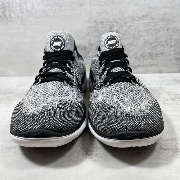 Nike Free RN Flyknit 2018 Running Shoes - Men's Size 12 - Oreo Black White - Picture 3 of 10
